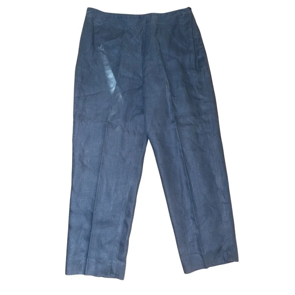 Rafaella Pant Suit Set Womens Size 14 Blue Shimmer Blazer Jacket‎ & Pants